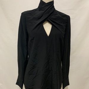 Turtle-neck Keyhole Black Women's Shirt Size 2